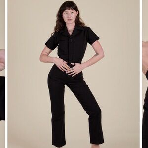 High-Rise Black Straight-Leg Jumpsuit